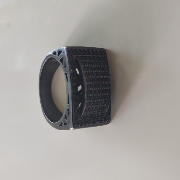 Jewelry - Silver Tone Channel-Set CZ Pave Signet Ring Size 8 - 9 grams